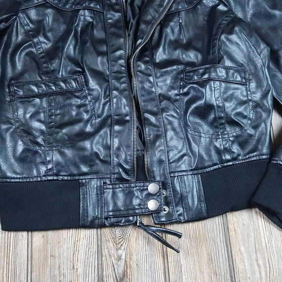 Black Faux Leather Moto Jacket - Picture 6 of 16